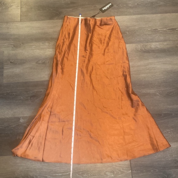 Zeagoo Womens Silk Rustic Orange Skirt XS NWT - Picture 2 of 8